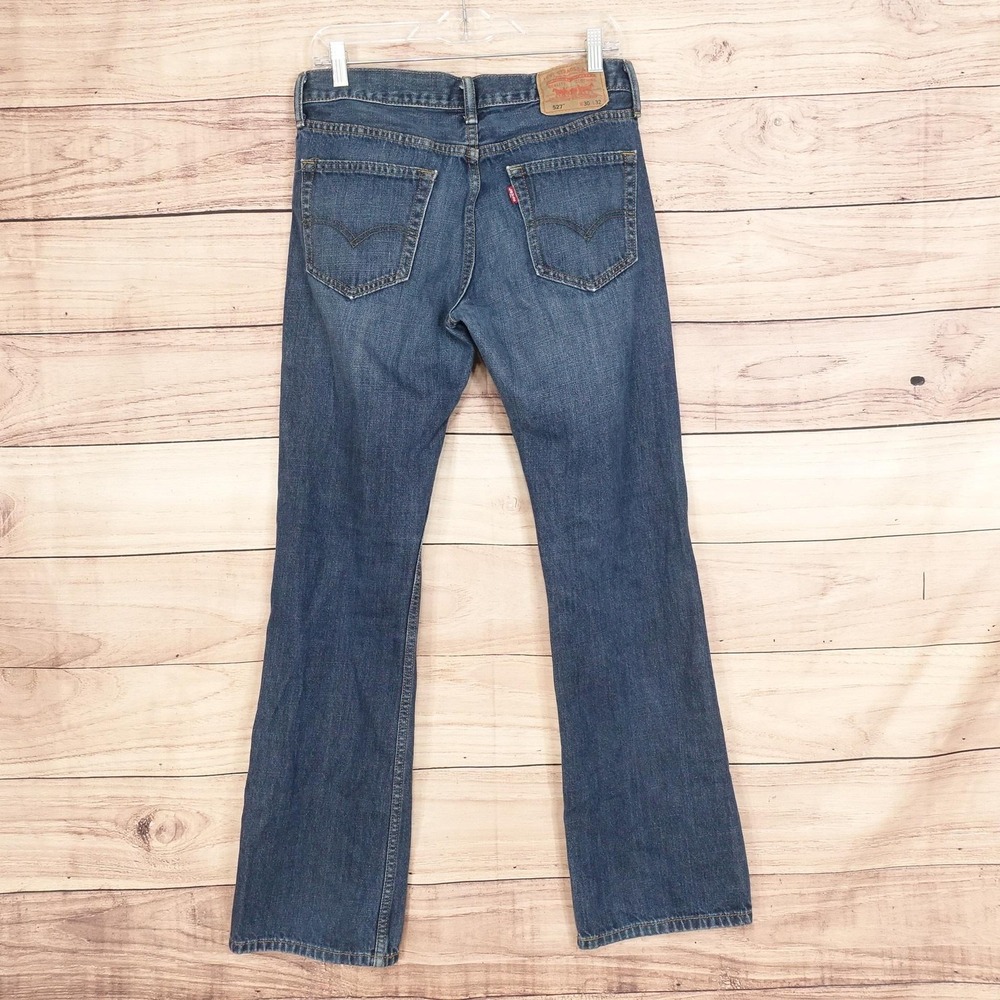 Levis 527 Jeans Mens 30x32 Blue Medium Wash Regular Fit Bootcut Denim Pants - Picture 5 of 12